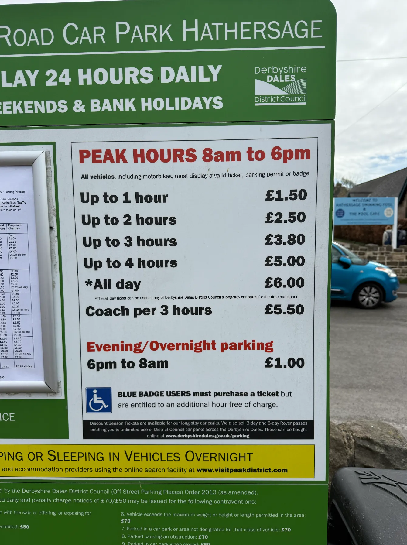 Car park pricing information